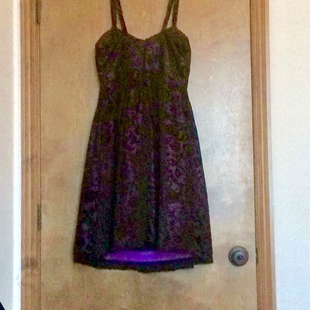 Purple with black lace overlay dress